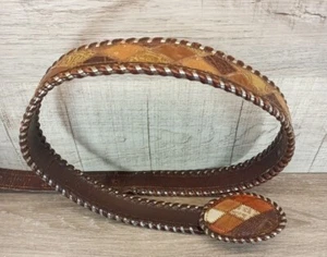 Vintage CIRCLE Y Western Hand Tooled Leather Belt W/ Buckle SZ 48 Free Shipping  - Picture 1 of 16