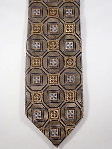 JZ RICHARDS GREEN w/ MULTI-COLOR SQUARES 100% SILK NECK TIE MADE IN USA - Picture 1 of 11