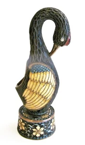 Antique Art Deco Raised Wire Cloisonne Enamel Crane Bird Ashtray 7 3/4" tall - Picture 1 of 9
