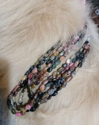Collar 23" de turmalina sandía natural de 486 quilates 5 cuentas 13x8x8 mm Foto 1 de 4