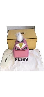 FENDI Mini Monstruo Rosa Nylon Piel Cuero Mochila Bichos Llavero/Dije Nuevo con Etiquetas $1050 Foto 1 de 4