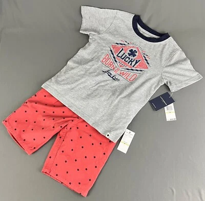 Conjunto de 2 camisetas y cortos Lucky Brand para niños talla 4 Born to be Wild nuevo con etiqueta Foto 1 de 4