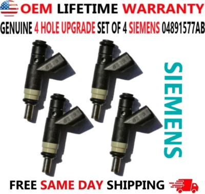Inyectores de combustible OEM SIEMENS 4 orificios actualización x4 para Jeep, Dodge, Chrysler I4 07-19 Foto 1 de 4
