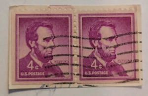 U.S. Postage ~ Abraham Lincoln ~ Cancelled/Post ~ Purple 4¢ Stamp -c.1956 ~ T31 - Bild 1 von 6