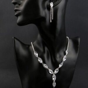 Bridal Prom Crystal Jewellery Set Wedding Jewelry Necklace Earrings Set Tassel