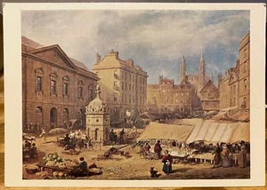 Postal de arte del Reino Unido CAMBRIDGE MARKET PLACE por Frederick Mackensie Fitz impresión del museo - Imagen 1 de 2