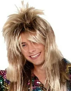 Rocker Perücke Blond/Braun 70`s 80`s Mottoparty Prolet Macho Vokuhila - Bild 1 von 2