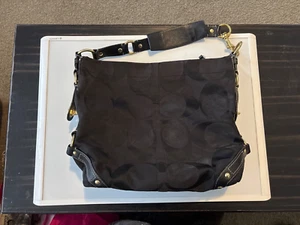 Nice Coach Black Leather LG Carly Brass Hardware Hobo Shoulder Bag Purse WOW! - Picture 1 of 2