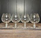 4 Vintage Pall Mall Lady Hamilton etched Crystal Brandy Balloon Glasses 12 Cm