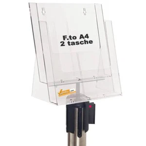 PORTA DEPLIANT PER COLONNINE DELIMITA AREA SEGNA PERCORCORSO FORMATO A4 2 TASCHE - Foto 1 di 2
