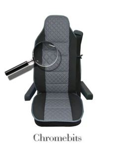 Premium Gris Simili Cuir & Tissu Doux Siège Housse Pour Iveco S-WAY & X-Way - Imagen 1 de 2