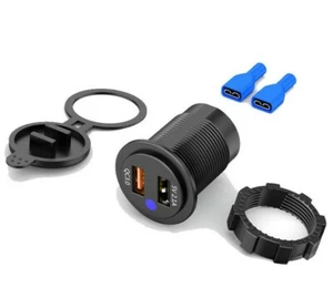 Dual QC 3.0 USB Fast Car Charger Socket Outlet For Car Boat,Motorcycle,Golf Cart - Picture 1 of 13