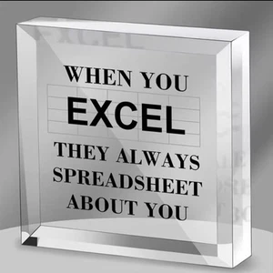 Gift for Colleague Friend Funny Engraved Resin Card Message Excel Spreadsheet - Picture 1 of 3