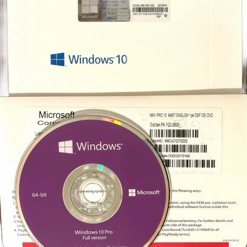DVD Windows 10 Pro 64 bits + clave de licencia genuina - sellado de fábrica OEM para una compilación Foto 1 de 2