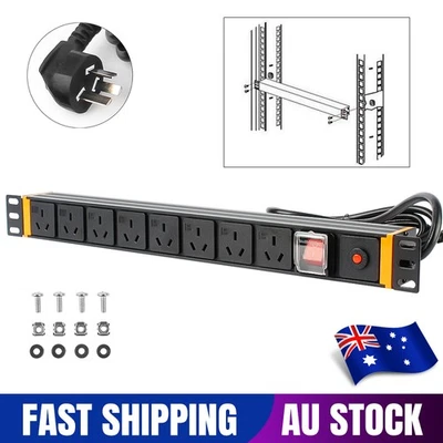  8 Way Power Distribution Unit PDU 1RU 1U 19/24 inch Rack Mount Server 2M Cord  - image 1 of 4