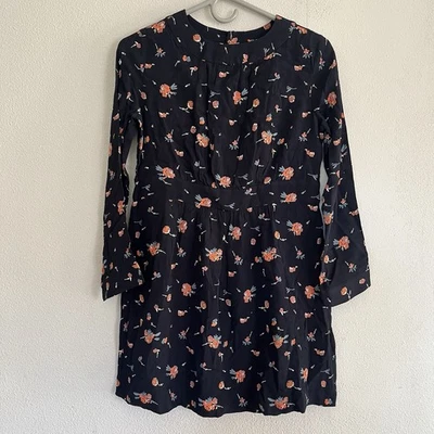 BONPOINT Girl’s Dress Long Sleeve Dress Size 12 Floral Lined Black - Image 1 of 4