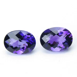 2.38Cts Amazing Natural Amethyst 8x6mm Oval Checker Cut Matching Pair - Picture 1 of 3
