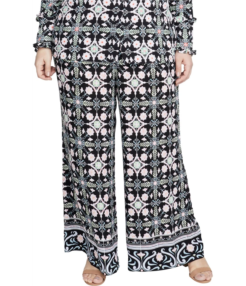 Pantalones pantalones informales florales para mujer Rachel Roy, negros, talla grande, 20 W Foto 1 de 1