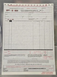 PIE P.I.E. Pacific Intermountain Express 3-teiliges Frachtbrief unbenutzt, schön - Bild 1 von 5