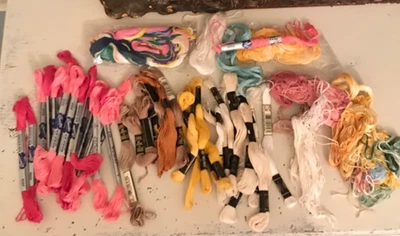 Embroidery Floss Lot 40 Skeins DMC Bucilla J & P Coates & Misc partial skeins - Image 1 of 4