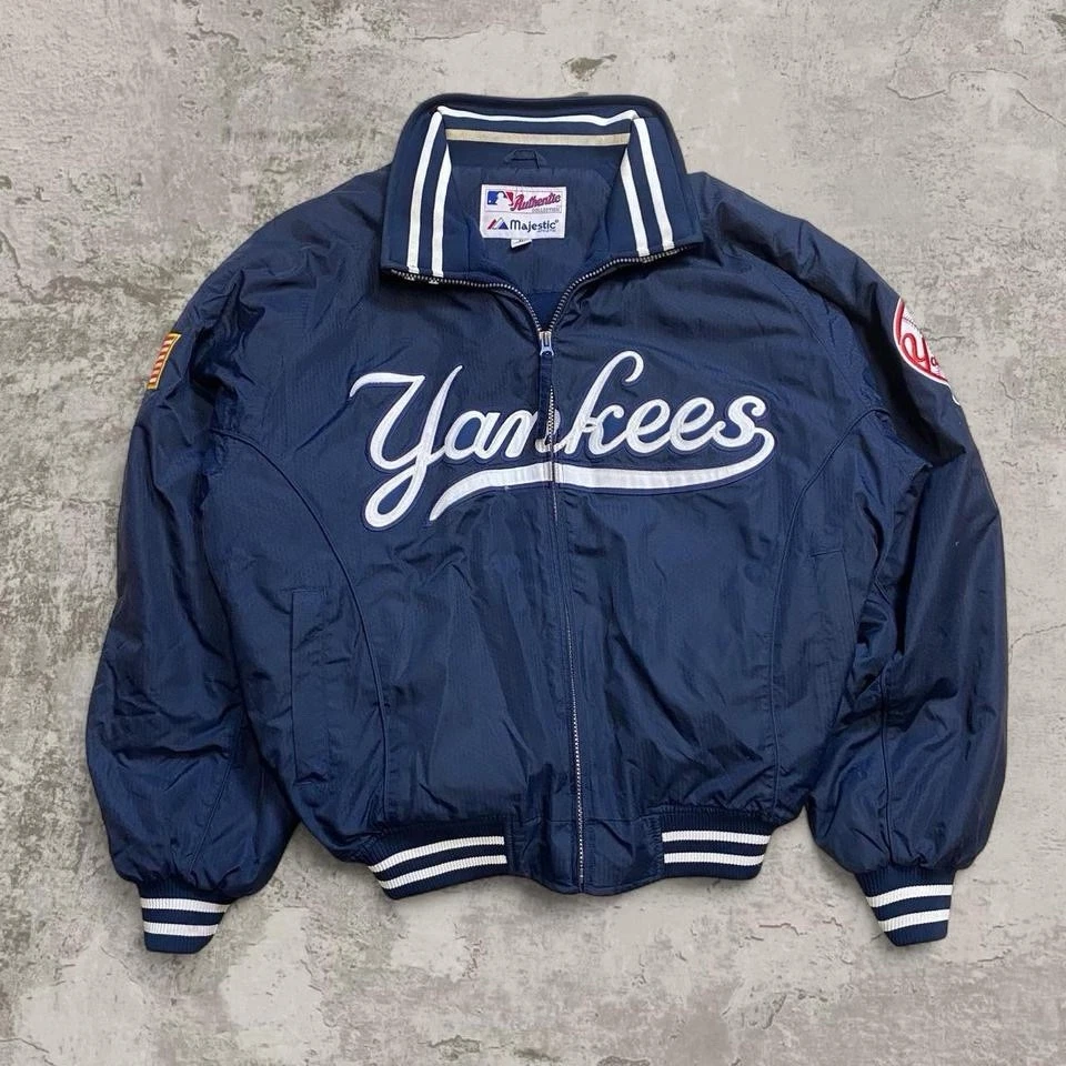 Yankees Majestic ジャケット M ネイビー New York Yankees MLB Majestic Therma Base Blue Full Zip Jacket