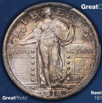 1918 Standing Liberty Quarter. PCGS MS64 Amazing Luster! - Image 1 of 4