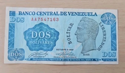 1989 Venezuela 2 Bolivares Note - Image 1 of 2