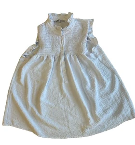 Cezele Boho weiße fließende 1/2 Knopfleiste Bluse Bauern Unikat Gr. S ärmellos BB - Bild 1 von 6