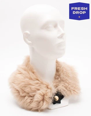 RRP€210 MARNI Lamb Shearling & Leather Collar Scarf Snap Closure Made in Italy - Изображение 1 из 4