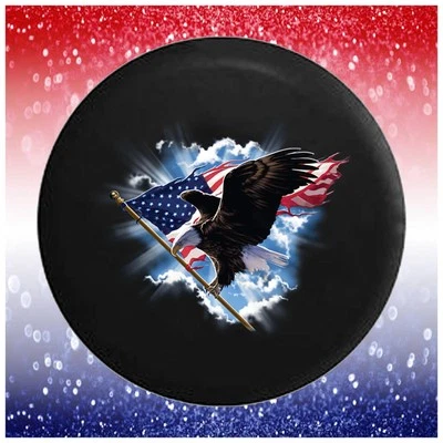 Divertida cubierta de neumático de repuesto American Bald Eagle con bandera para autocaravana Jeep cámper Foto 1 de 4