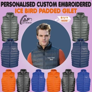 Personalised Custom Embroidered Result Ice bird Padded Gilet Water Repellent - Picture 1 of 15