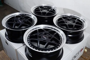 Kudo Racing Kyoto 15x6.5 4x100 Single Drill Black Polish Lip +38mm Wheels Rims - Picture 1 of 6