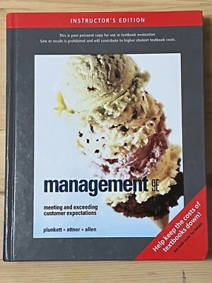 Management 9E Instructor's Edition - 9th ed. Plunkett, Attner, Allen - Text Book - Image 1 of 4