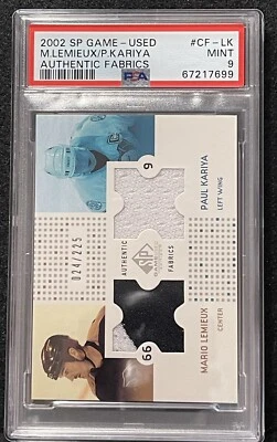 2002 SP Game Used M.Lemieux/P.Kariya Authentic Fabrics PSA 9  - Image 1 of 2
