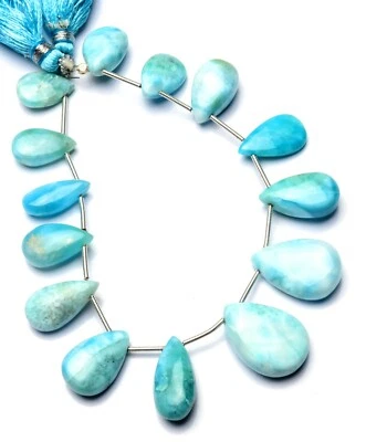 Cuentas Larimar Gema Natural 15x11 a 20x16mm Cuentas Forma Pera 8" Suministros de Joyería Foto 1 de 3