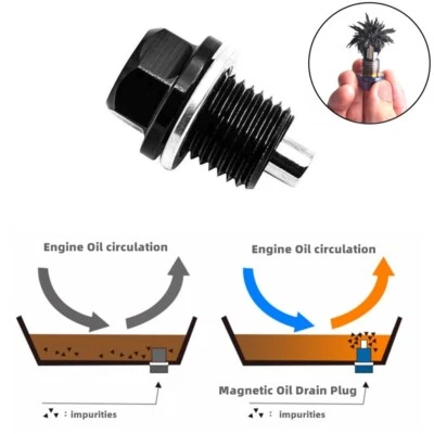 Kit de pernos de tapón de drenaje magnético anodizado M14 X 1,5" arandela negra para Mazda Foto 1 de 4