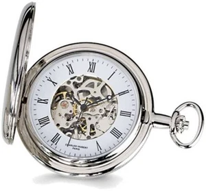 Charles Hubert Chrome-finish White Skeleton Dial Pocket Watch - Picture 1 of 4
