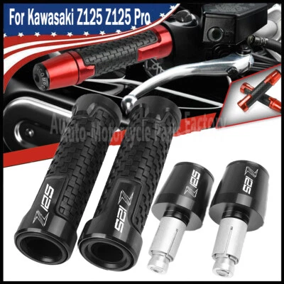 Black rubber Handlebar and Hand Grips End Caps For Kawasaki Z125 Z125 Pro NEW - Image 1 of 4
