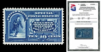 Scott E5 1895 10c Special Delivery Mint Graded VF-XF 85 LH with PSE CERT - Image 1 of 2