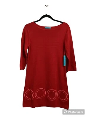 Alice & Olivia Red Circle Pattern Knee Length Wool Shift Dress Long Sleeve S - Image 1 of 4