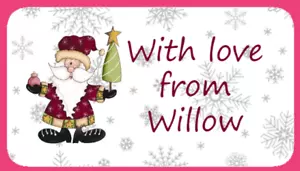 With love from Personalised Christmas Stickers labels Seal Any Text Santa (6501) - Picture 1 of 2