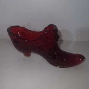 Vintage Fenton Glass Cabbage Rose Red Schuh Slipper - Bild 1 von 8