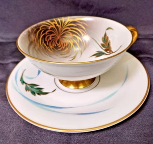 Heinrich H&C Selb Bavaria Germany Tea Cup & Saucer Signed Motsch Chrysanthemum - Picture 1 of 4