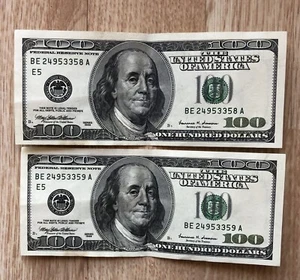 1999 Sequential Consecutive Crispy $100 Dollar Bill - Picture 1 of 4