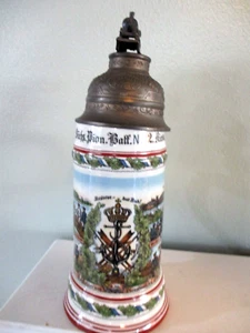 Deutsches Regiment 1907-09 Reserve Hut Ruh Soldat & Dame Lithophanie Endstück Deckel - Bild 1 von 10