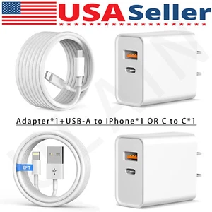 For iPhone 14 13 12 11 XR 8 20W Fast Charger Block USB Type C Wall Power Adapter - Picture 1 of 12