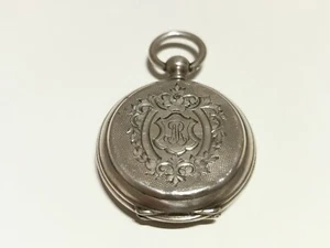 ANTIQUE RARE UNBRANDED HAND CARVED SILVER LADIES FRANCE OPEN FACE POCKET WATCH  - Picture 1 of 12