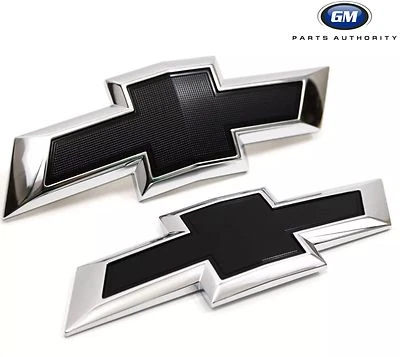 2016-2025 Chevrolet Malibu Front & Rear Black Bowtie Emblem Pkg 42874582 OEM GM - Image 1 of 4
