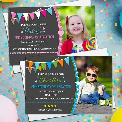 INVITE DESIGNS LTD 10 Personalised Girls Boys Birthday Party Invitations Invites ANY AGE N211