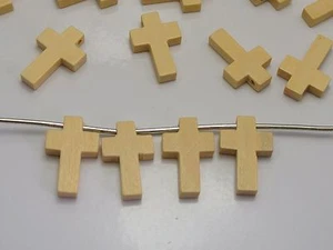 100 Natürlicher Look Holzkreuz Perlen Charm 22x15mm Holz Anhänger - Bild 1 von 2